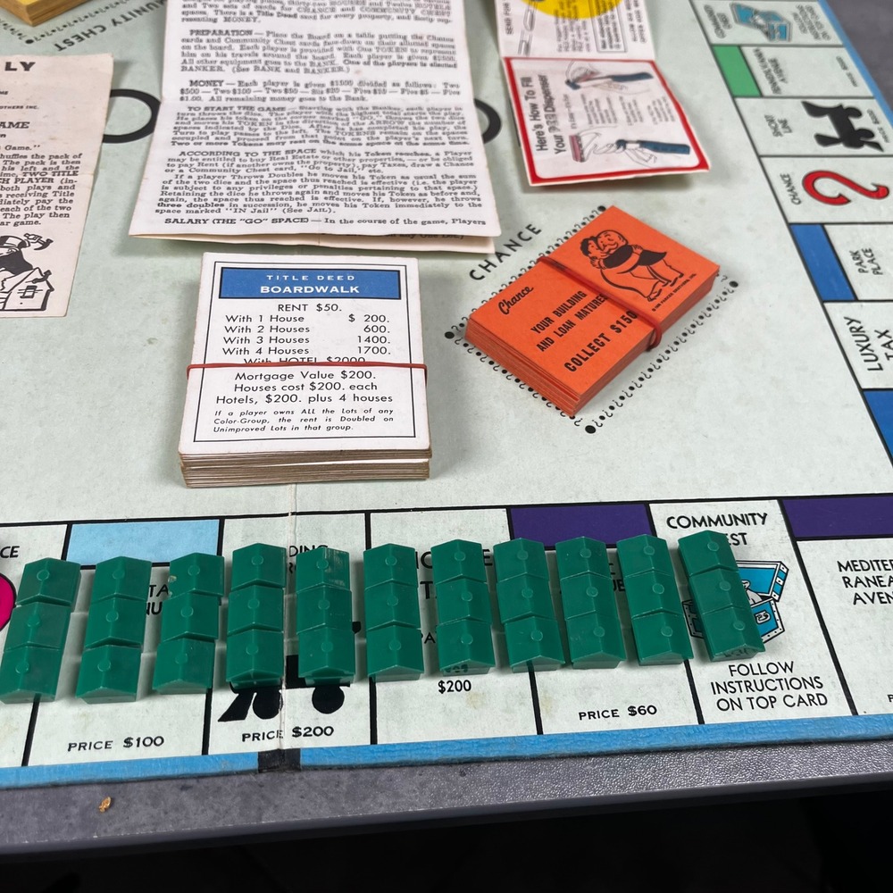 1961 Edition Monopoly Board Game Parker Brothers Real Estate Game MCM Complete! - Picture 11 of 16